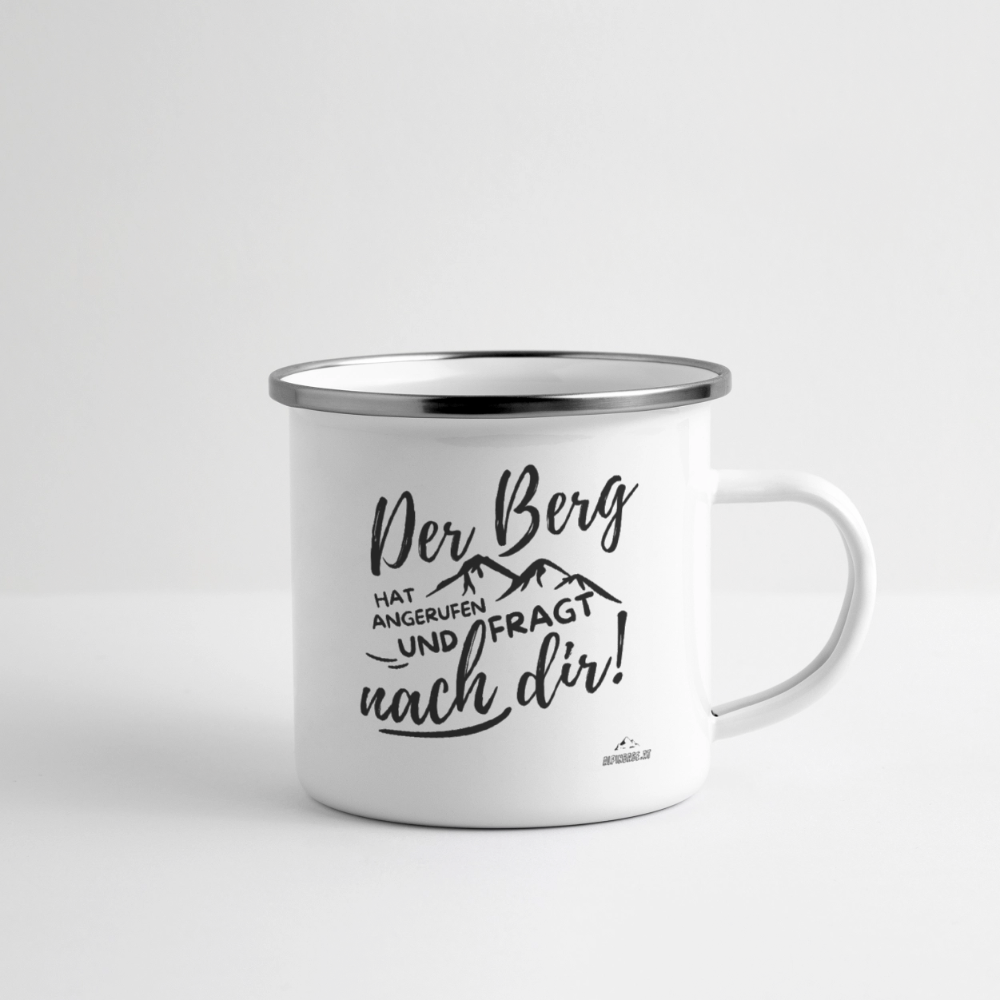 Emaille-Tasse "Der Berg ruft!" - Weiß