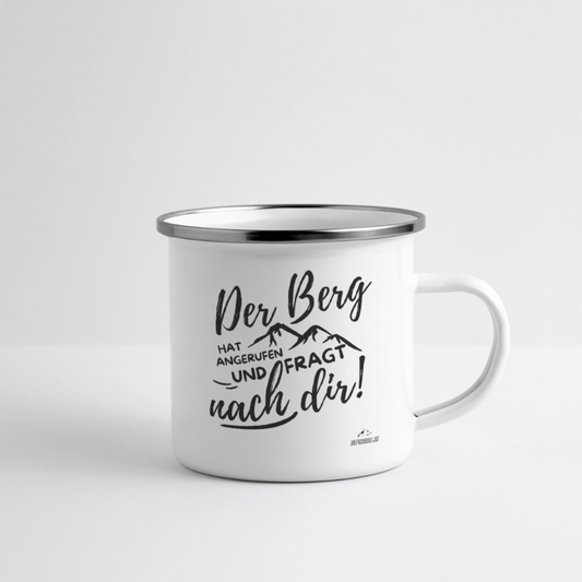 Emaille-Tasse "Der Berg ruft!" - Weiß