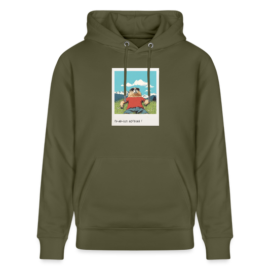 Hoodie "Nothing!" - Khaki Grün