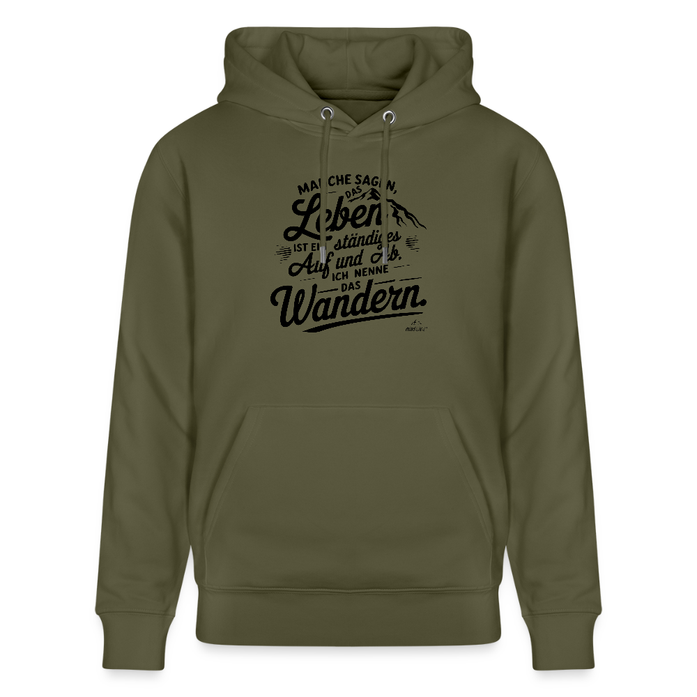 Hoodie "Wanderleben"" - Khaki Grün