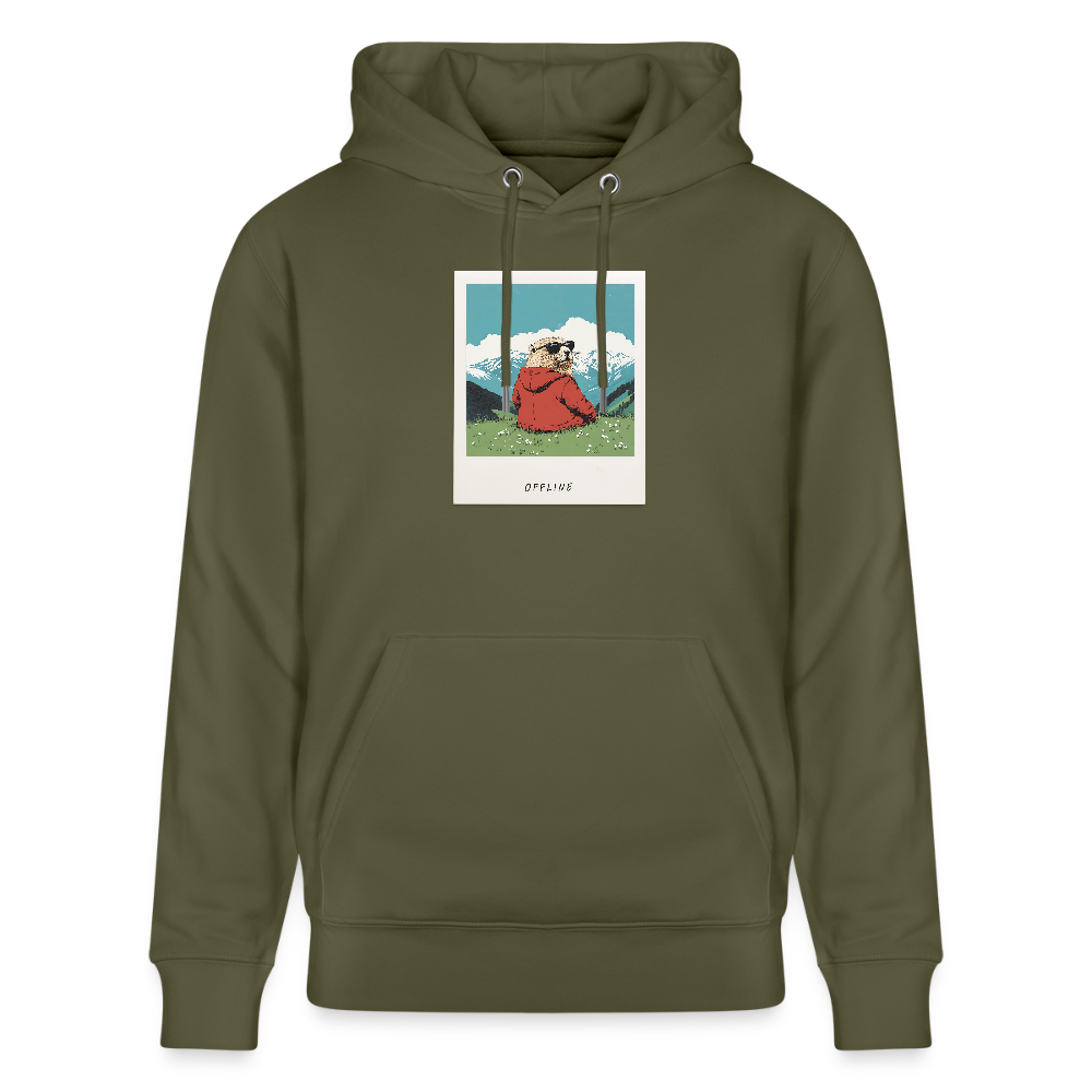 Hoodie "Offline" - Khaki Grün